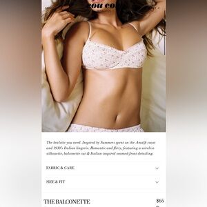 Cou cou intimates the balconette bra English rose organic cotton Pointelle L